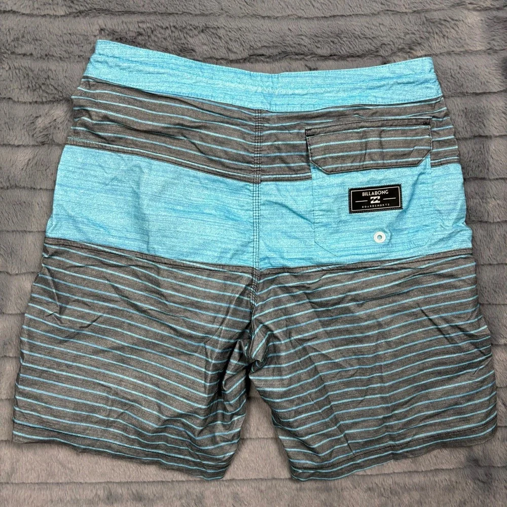 Billabong Lo Tides Mens Striped Board Shorts Blue Gray Size 28 M116ESTP